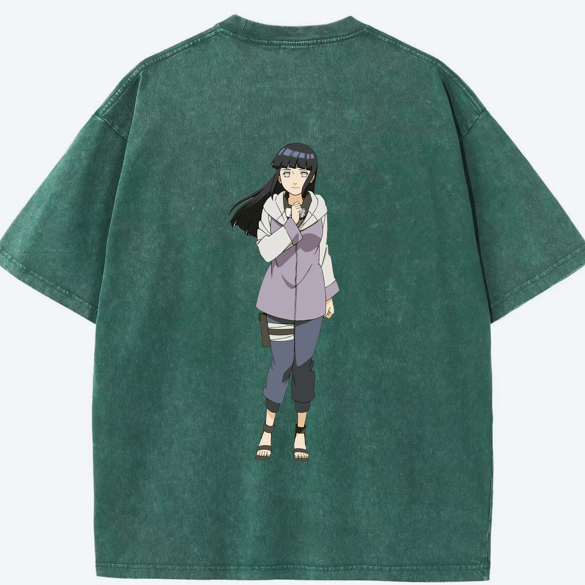 （画像用） NARUTO -ナルト- 日向ヒナタ Hyūga Hinata 綿100% ヴィンテージ風 半袖Tシャツ（背面プリント）